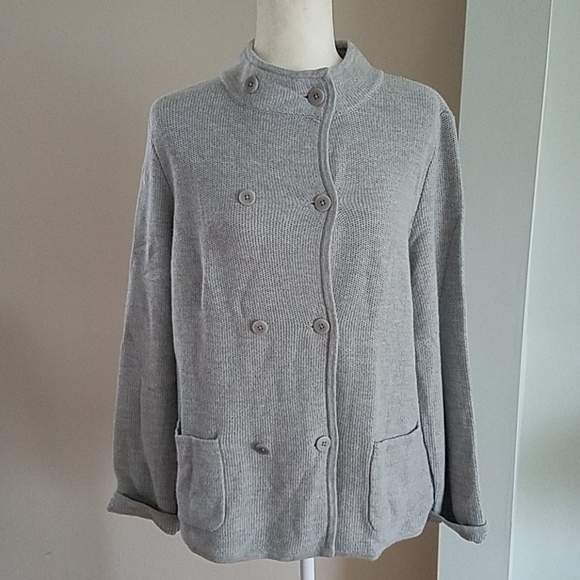 Talbots Sweaters - Talbots Lambswool Blend Sweater Grey Large Petite